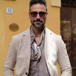 men's Italian silk bandana beige polka dot.