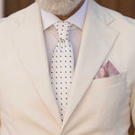 luxury silk tie white polka dots