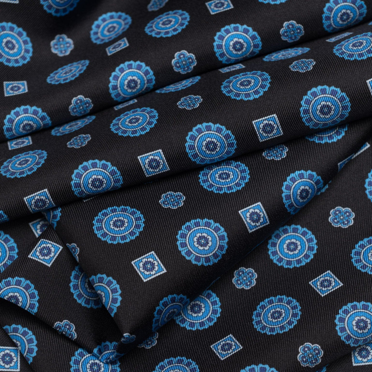 Mens Black and Blue Italian Silk Scarf