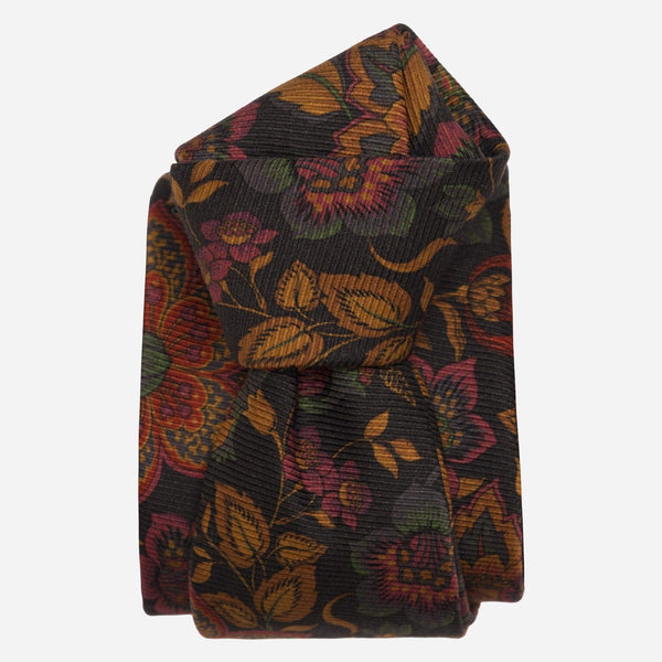 Black Floral Italian Madder Silk Tie