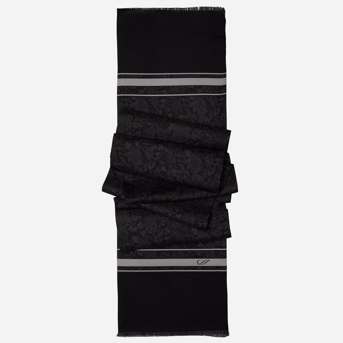 Italian Designer Men's Black Silk Scarf
