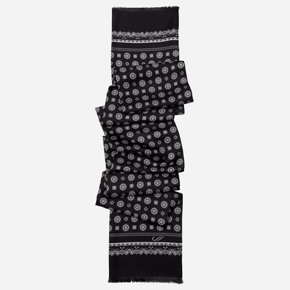 Mens Black Italian Tuxedo Silk Scarf