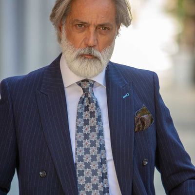 Men's luxury designer woven silk tie made in Italy