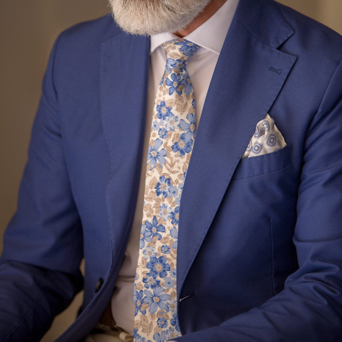 Luxury handmade blue floral prnt necktie