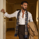 Italian Designer Men's Blue Silk Scarf