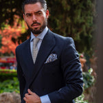 Double sided print silk pocket square from Italy