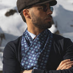 Luxury blue silk scarf for men made in Italy