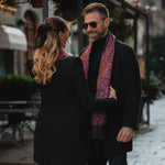 Men's luxury handmade burgundy Italian silk scarf