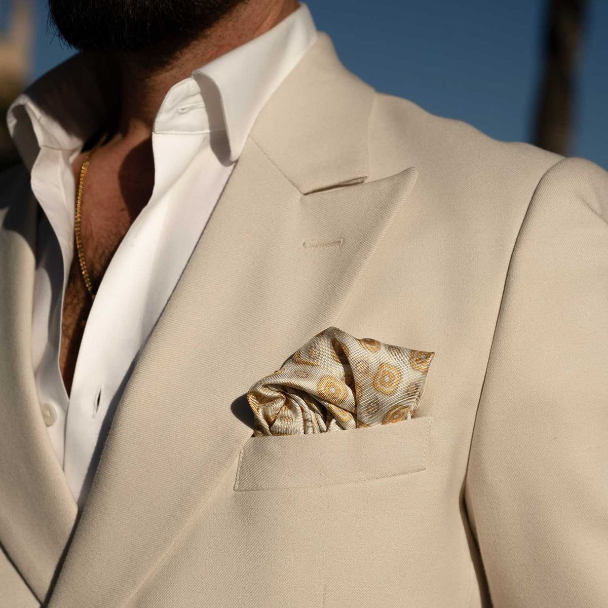 luxury yellow silk pocket square hand rolled hems