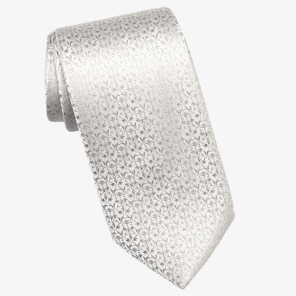 Italian Designer Silver Silk Necktie