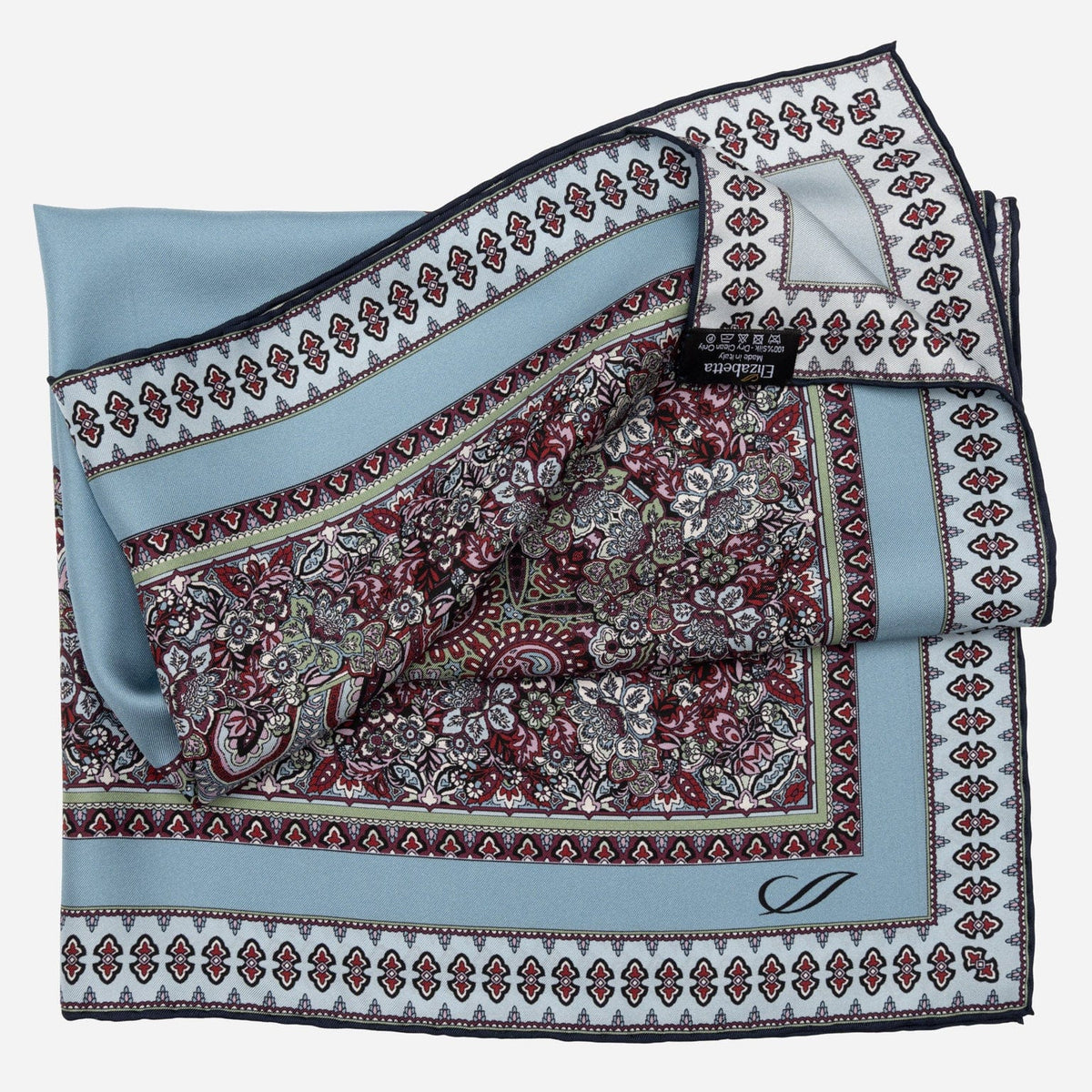 Italian Silk Neckerchief - Paisley Blue