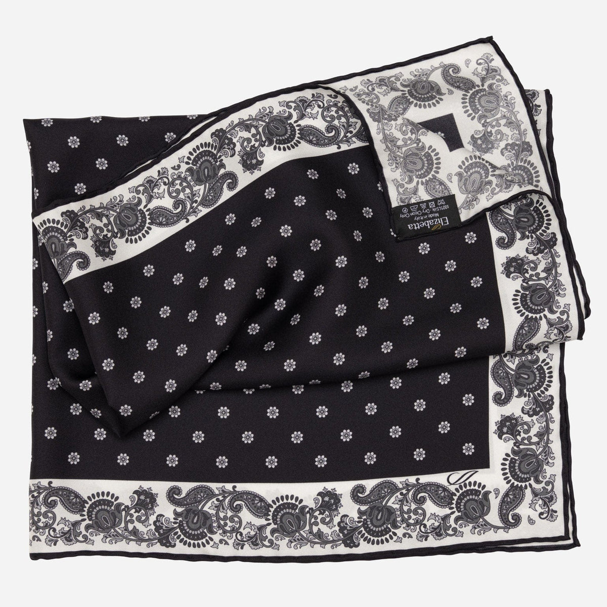 Italian Silk Bandana Neckerchief - Black