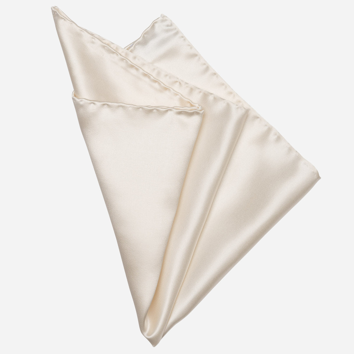 Hand Rolled Italian White Silk Pocket Square