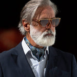 Men's handmade blue paisley Italian silk ascot day cravat
