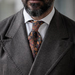 Luxury handmade black floral Italian madder silk tie