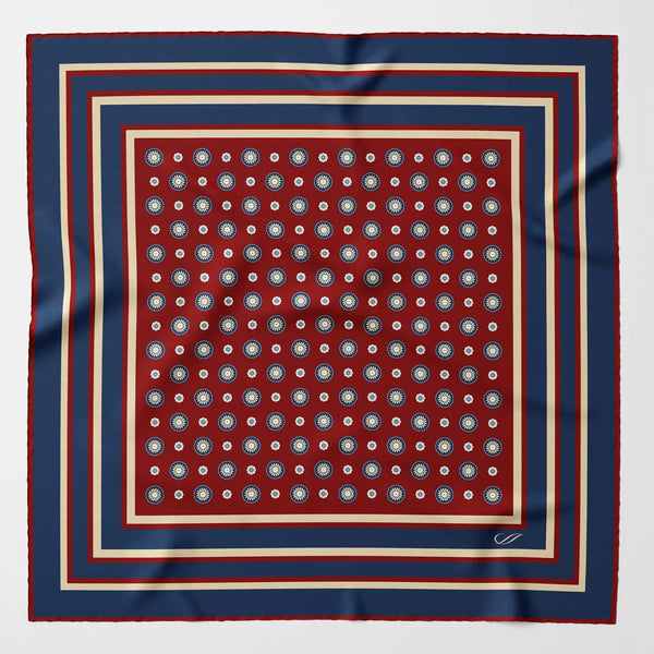 Burgundy & Navy Silk Italian Pocket Square