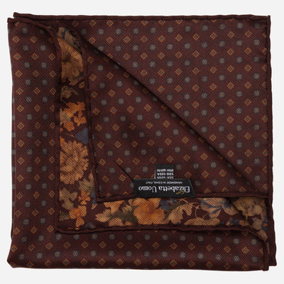 Italian Silk Pocket Square Floral Bordeaux
