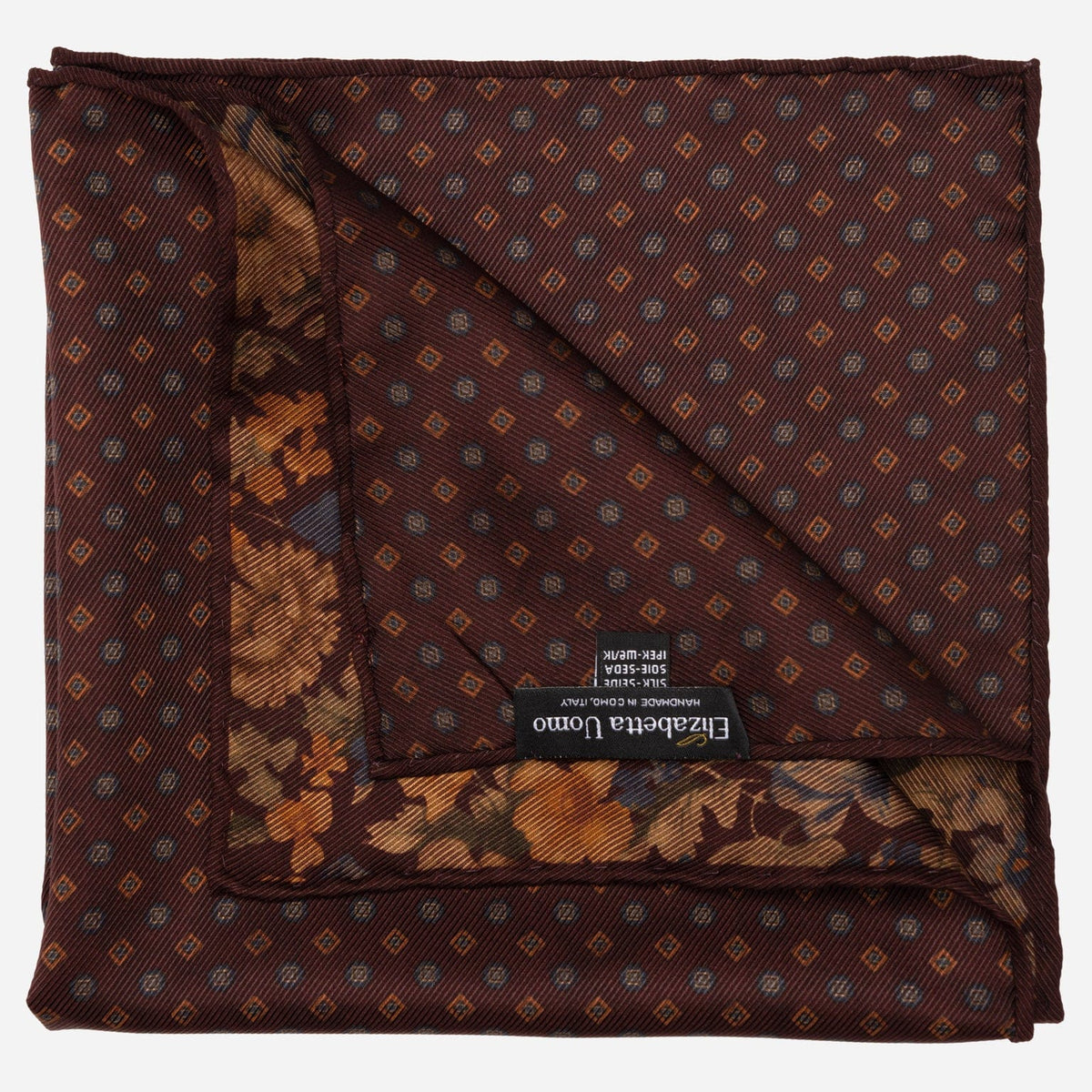 Italian Silk Pocket Square Floral Bordeaux