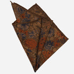 Double Sided Silk Pocket Square Floral Brown