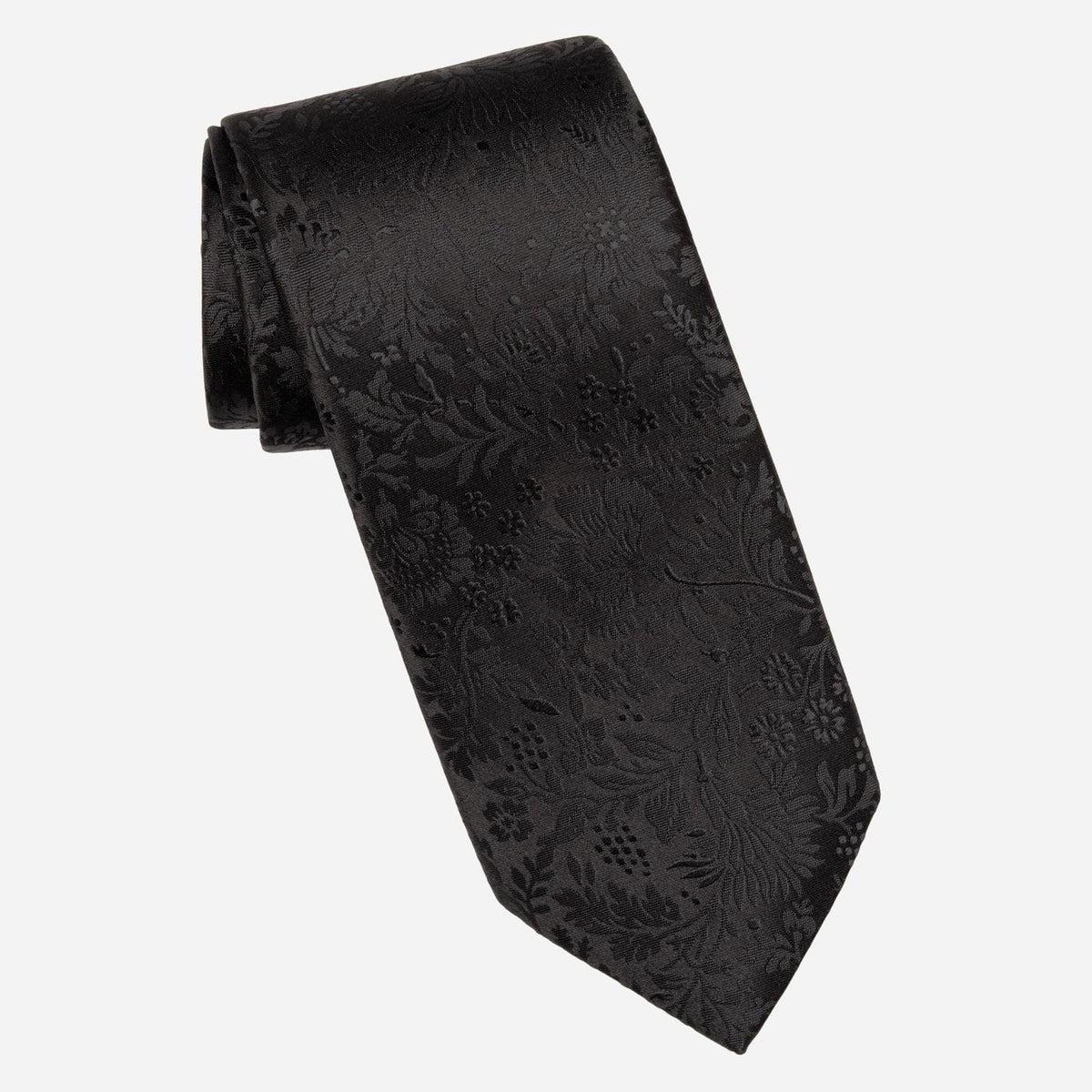 Men's Black Floral Italian Silk Tie