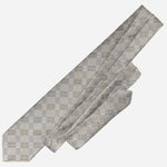 Grey Plaid Italian Silk Tie for Men