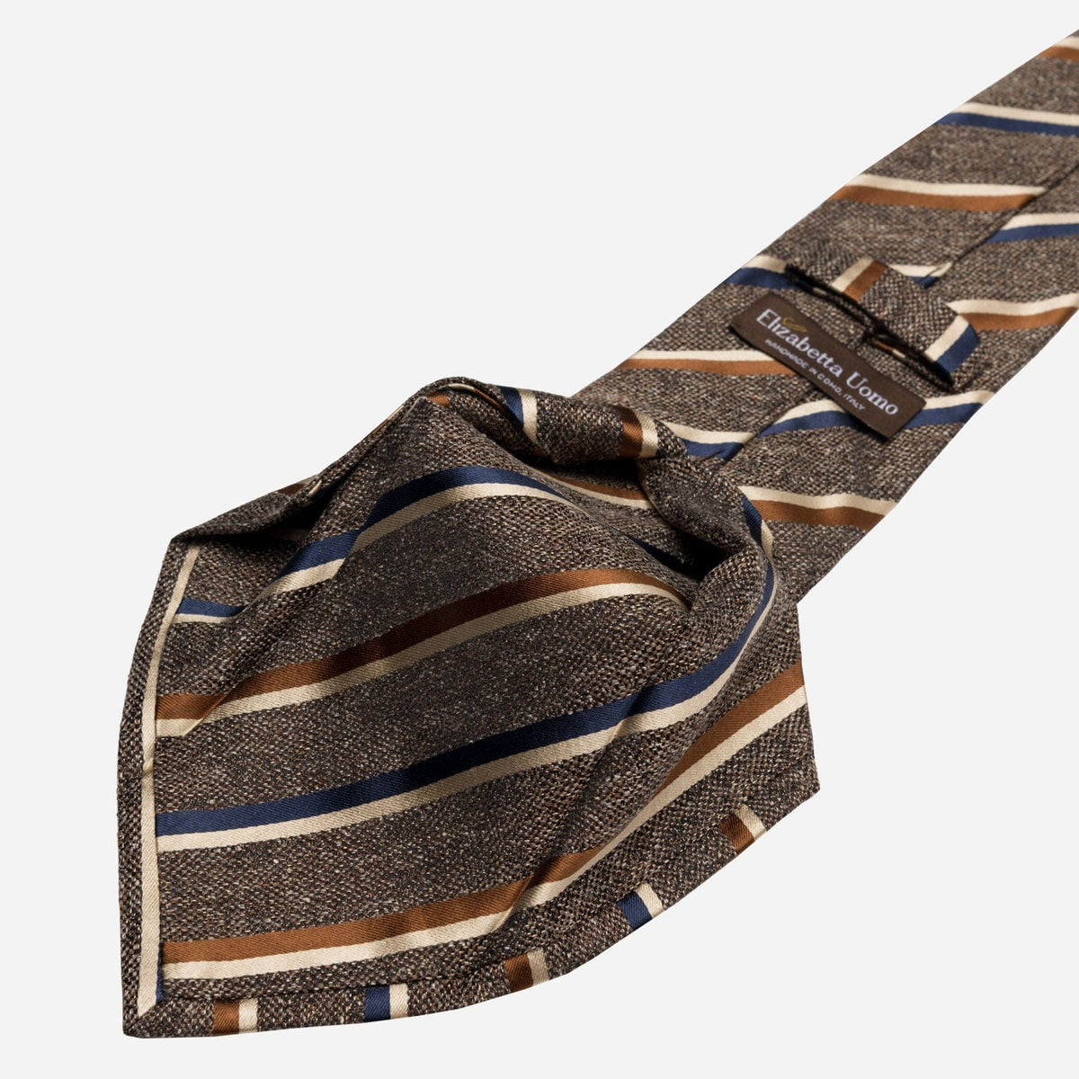 Oak Brown Striped Italian Handmade Silk Tie