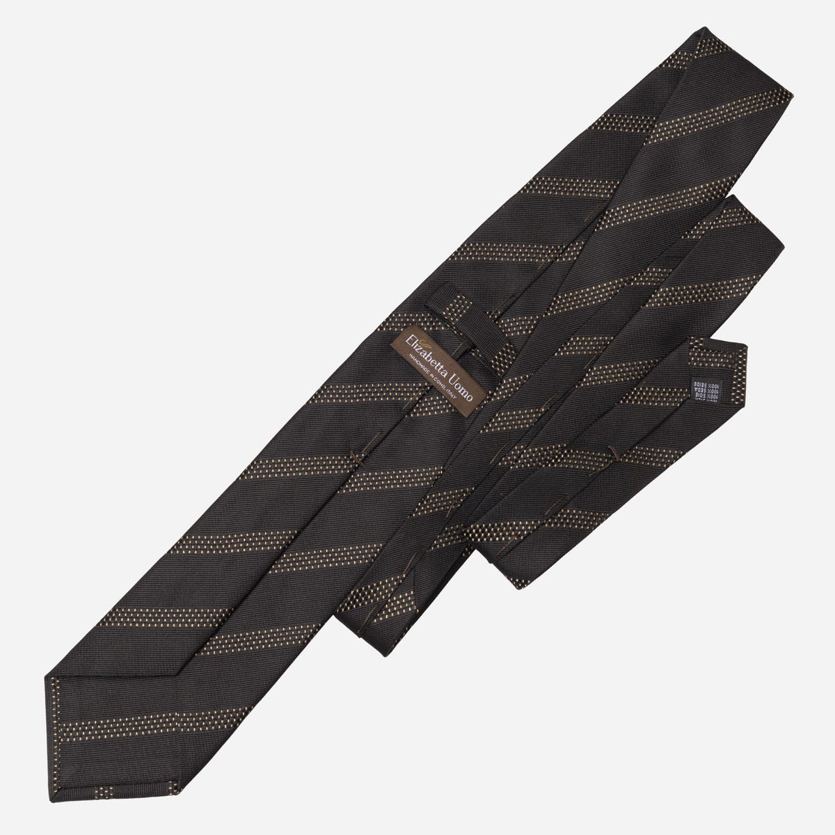 Formal Black and Gold Striped Italian Tie