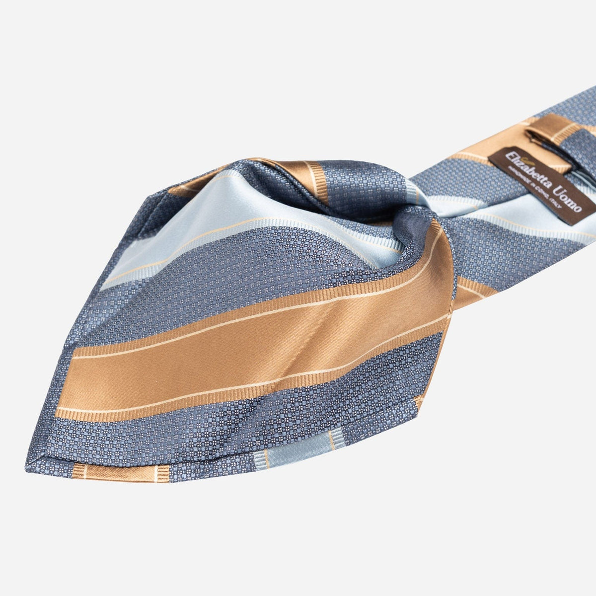 Blue and Copper Striped Italian Silk Tie