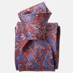 Red and Blue Floral Italian Silk Tie