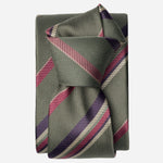 Sage Green Striped Italian Silk Tie