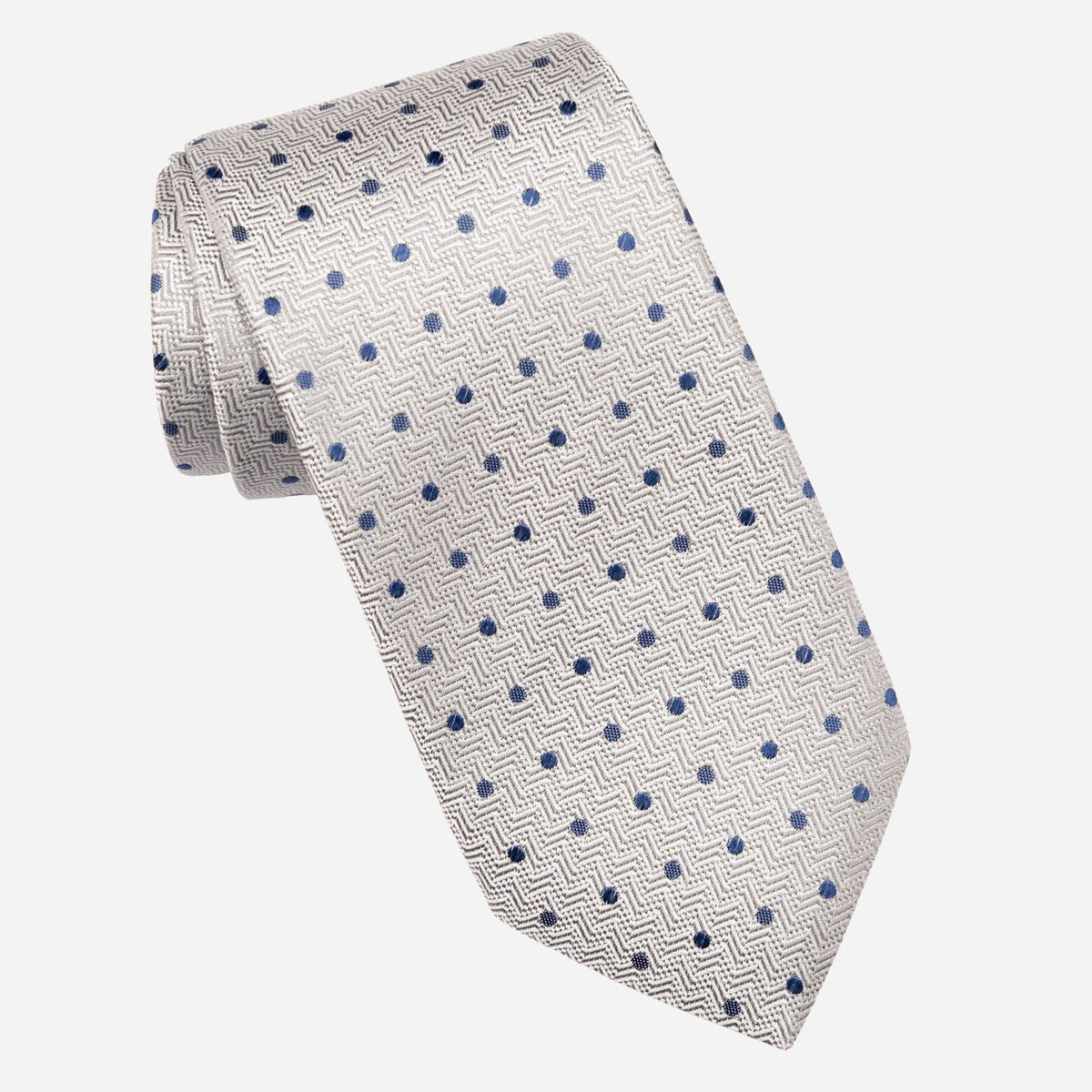 Grey Polka Dot Italian Handmade Silk Tie