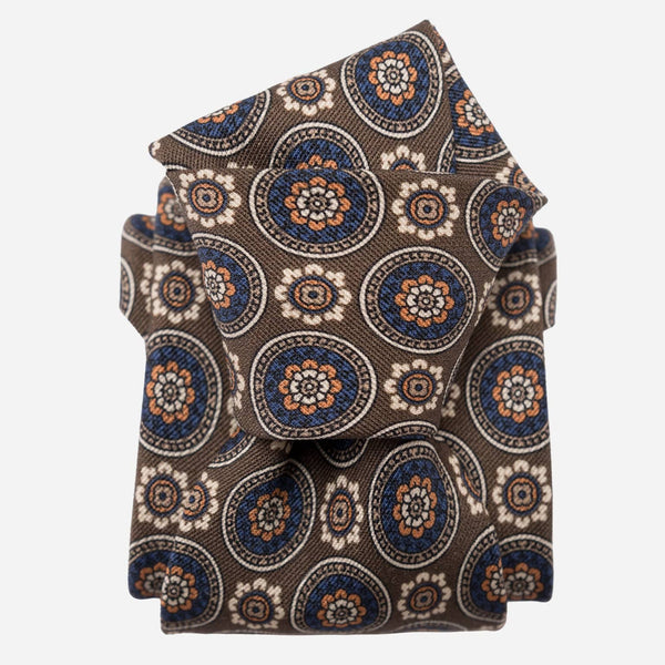 Brown Handmade Italian Silk and Wool Tie