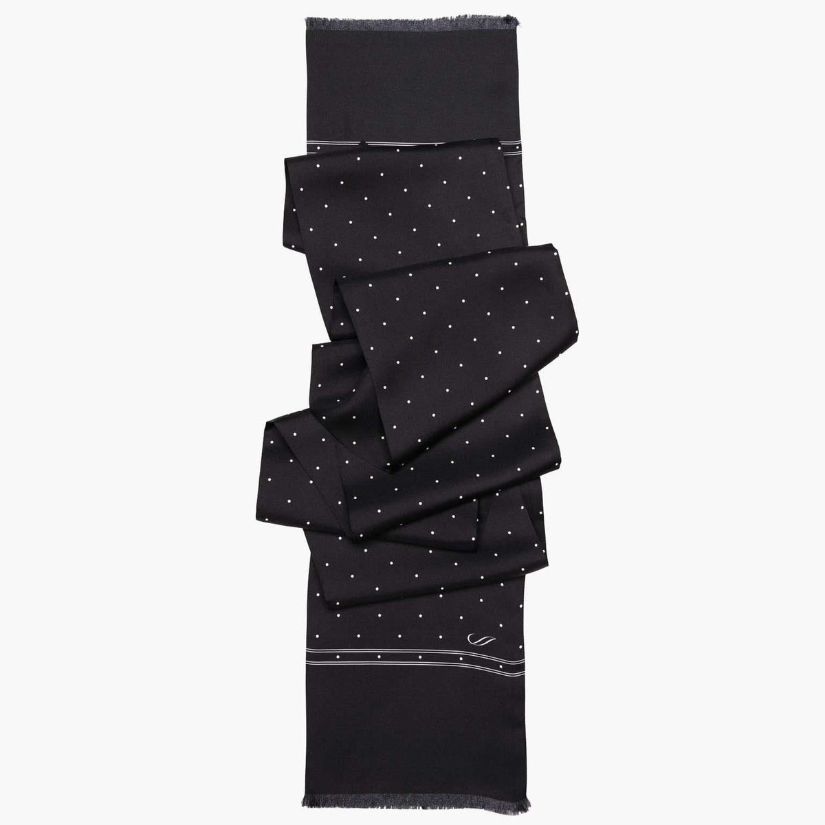 Mens Black Polka Dot Italian Silk Scarf