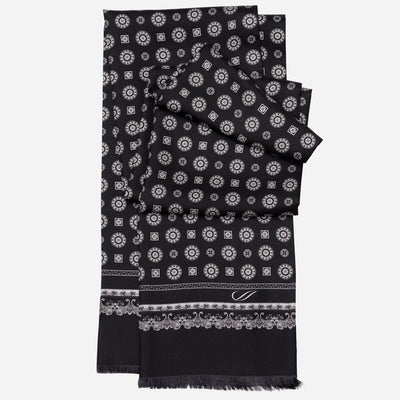 Mens Black Italian Tuxedo Silk Scarf