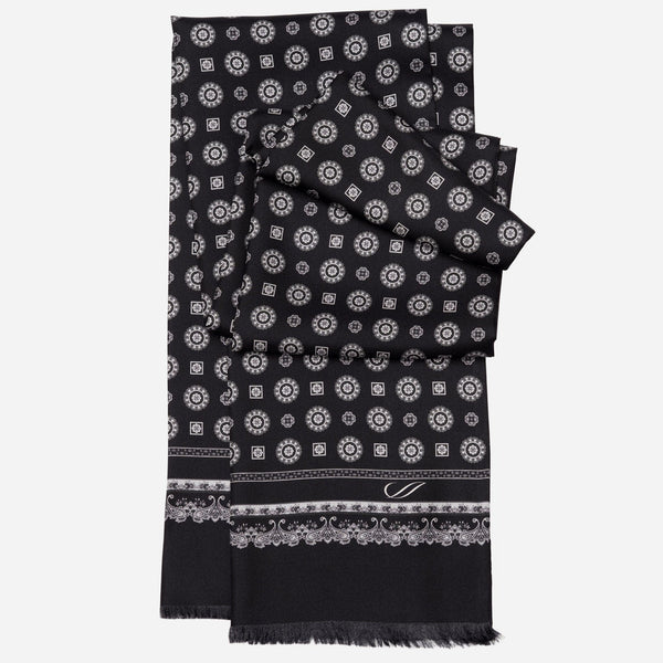 Mens Black Italian Tuxedo Silk Scarf