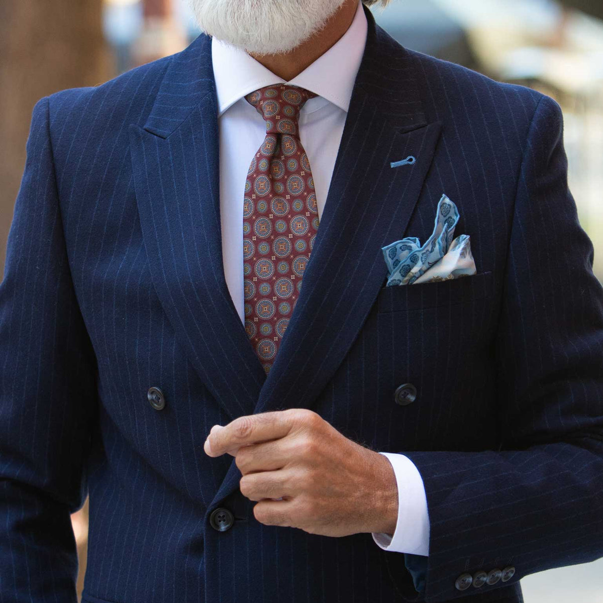 Men's luxury designer large silk pocket square made in Italy
