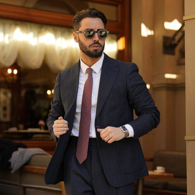 Men's luxury handmade Italian burgundy woven silk tie