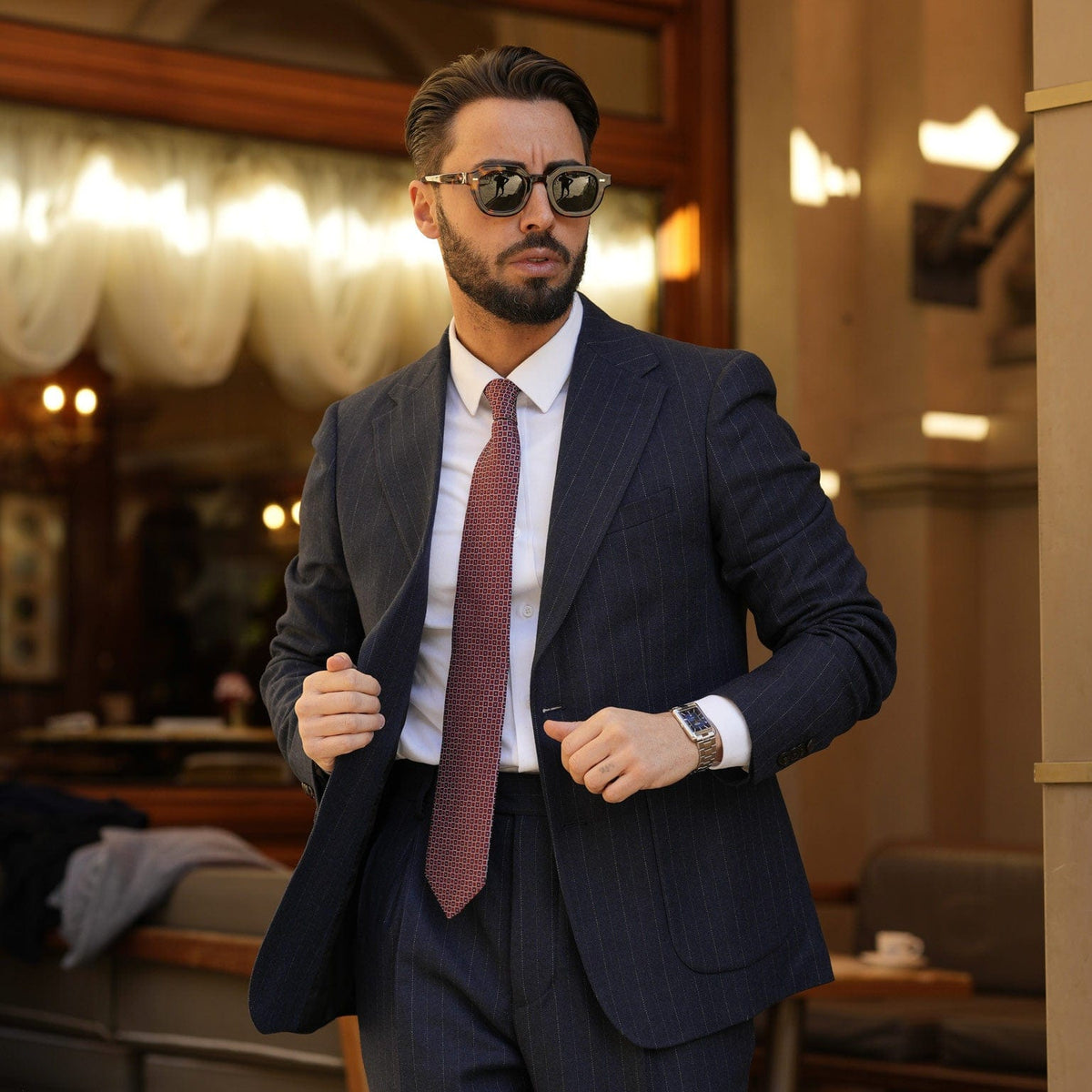 Men's luxury handmade Italian burgundy woven silk tie