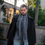 Handmade blue silk doubled sided Men's scarf