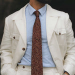 Handmade Italian Burgundy Floral Silk Tie