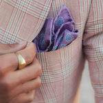 Luxury double sided print large lavender silk pocket square