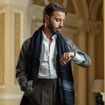 Navy Italian Wool Cashmere Scarf
