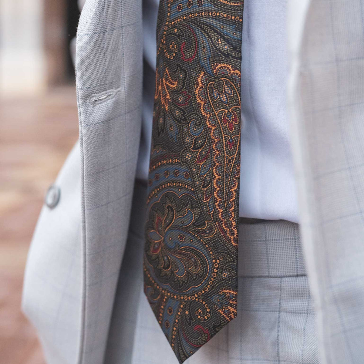 Men's luxury designer woven madder silk tie made in Italy