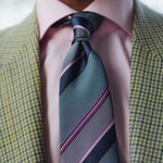 Men's handmade grey Italian silk necktie