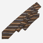 Oak Brown Striped Italian Handmade Silk Tie