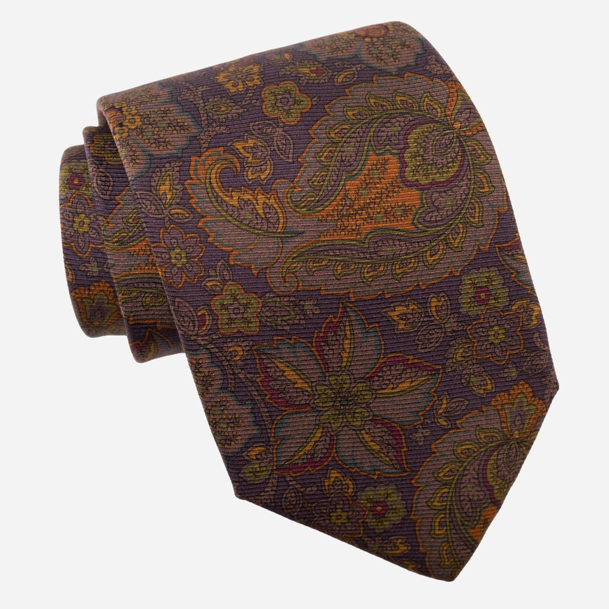 Plum Floral Italian Madder Silk Tie