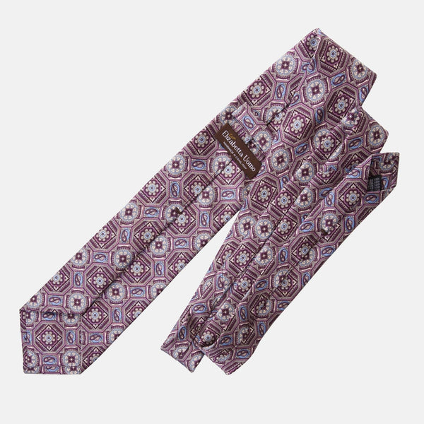 Burgundy Medallion Handmade Italian Silk Tie