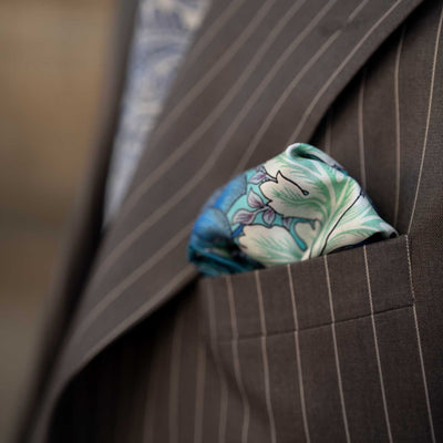 Men's designer hand rolled silk pocket square