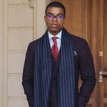 Navy Cashmere Wool Scarf