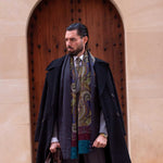 Men's large soft patterned wool scarf from Italy